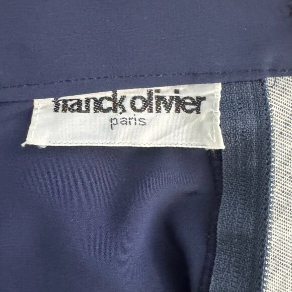 Vintage FRANK OLIVIER Navy Blue Drop Waist Pleated Skirt - Size S - Picture 9 of 10